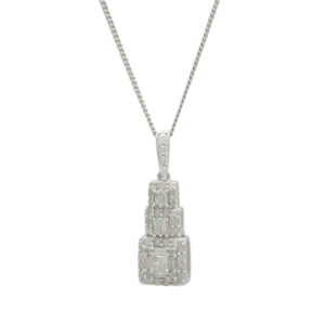 9ct White Gold 0.42ct Diamond Necklace &#038; Pendant 16&#8243;