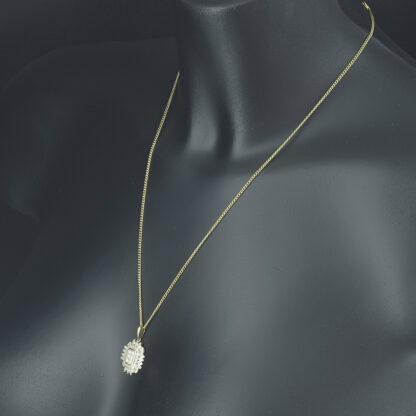 9ct Yellow Gold Fancy 0.45ct Diamond Cluster Necklace 20'' - Image 3