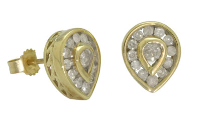 9ct Yellow Gold 0.40ct Diamond Pear Cluster Earrings