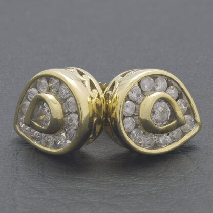 9ct Yellow Gold 0.40ct Diamond Pear Cluster Earrings - Image 2