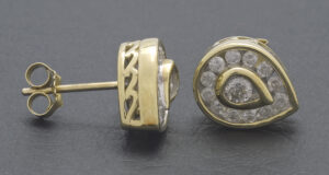 9ct Yellow Gold 0.40ct Diamond Pear Cluster Earrings