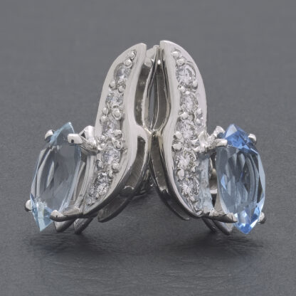 18ct White Gold Blue Topaz And 0.20ct Diamond Earrings - Image 2