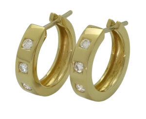 18ct Yellow Gold 0.12ct Diamond Hoop Earrings