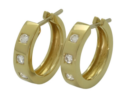 18ct Yellow Gold 0.12ct Diamond Hoop Earrings