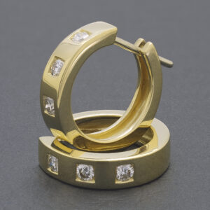 18ct Yellow Gold 0.12ct Diamond Hoop Earrings