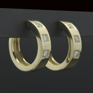18ct Yellow Gold 0.12ct Diamond Hoop Earrings