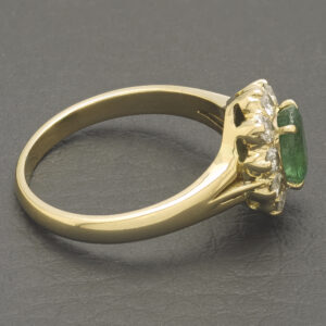 18ct Yellow Gold 0.50ct Diamond And Emerald Cluster Ring