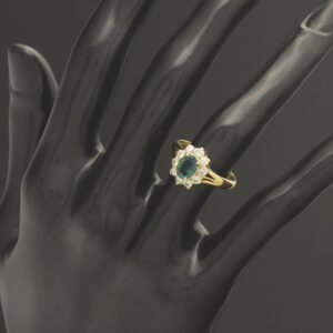 18ct Yellow Gold 0.50ct Diamond And Emerald Cluster Ring