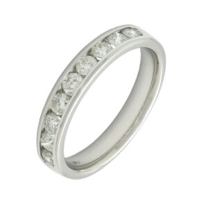 18ct White Gold 0.72ct Diamond 9 Stone Eternity Ring