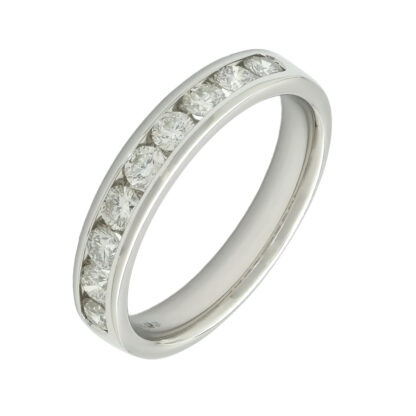18ct White Gold 0.72ct Diamond 9 Stone Eternity Ring