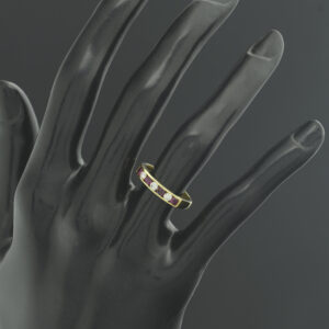 18ct Yellow Ruby &#038; 0.15ct Diamond Half Eternity Ring