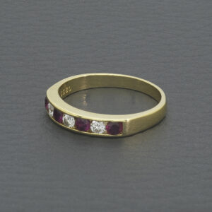 18ct Yellow Ruby &#038; 0.15ct Diamond Half Eternity Ring