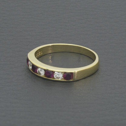 18ct Yellow Ruby & 0.15ct Diamond Half Eternity Ring - Image 3