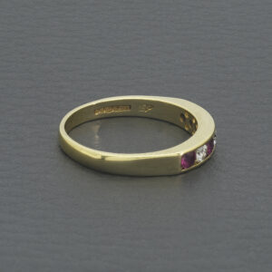 18ct Yellow Ruby &#038; 0.15ct Diamond Half Eternity Ring