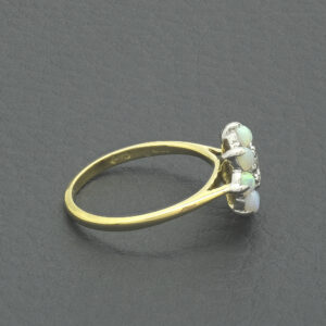 18ct Yellow Gold 0.24ct Diamond &#038; Opal Cluster Ring