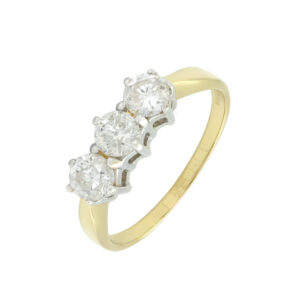 18ct Yellow Gold 0.89ct Diamond 3 Stone Ring