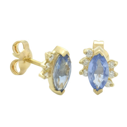 18ct Yellow Gold Ceylon Sapphire And Diamond Earrings