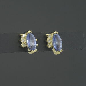 18ct Yellow Gold Ceylon Sapphire And Diamond Earrings
