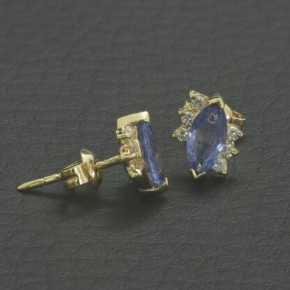 18ct Yellow Gold Ceylon Sapphire And Diamond Earrings - Image 3