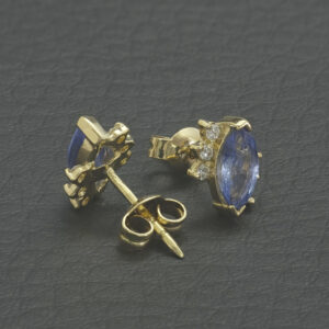 18ct Yellow Gold Ceylon Sapphire And Diamond Earrings