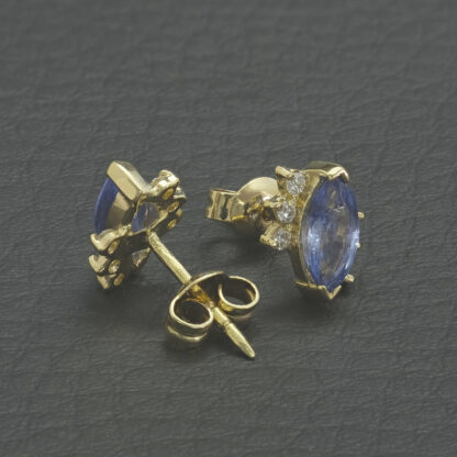 18ct Yellow Gold Ceylon Sapphire And Diamond Earrings - Image 2