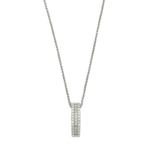 18ct White Gold 0.28ct Diamond Baguette/Brilliant Necklace 16&#8243;