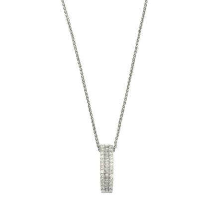 18ct White Gold 0.28ct Diamond Baguette/Brilliant Necklace 16"