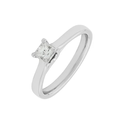 18ct White Gold 0.25ct Diamond Princess Cut Solitaire Ring