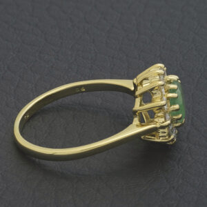 18ct Yellow Gold 0.30ct Diamond &#038; Emerald Cluster Ring