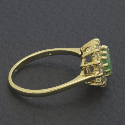 18ct Yellow Gold 0.30ct Diamond & Emerald Cluster Ring - Image 3