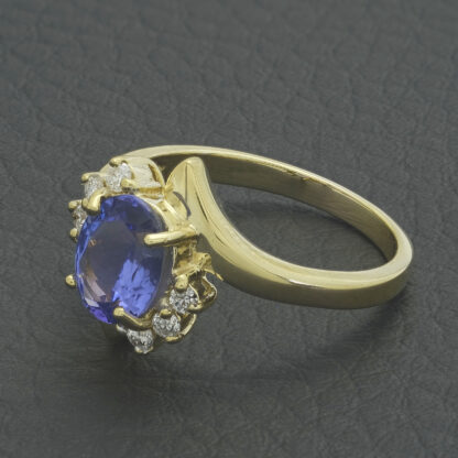 18ct Yellow Gold 0.15ct Diamond & Tanzanite Cluster Ring - Image 4