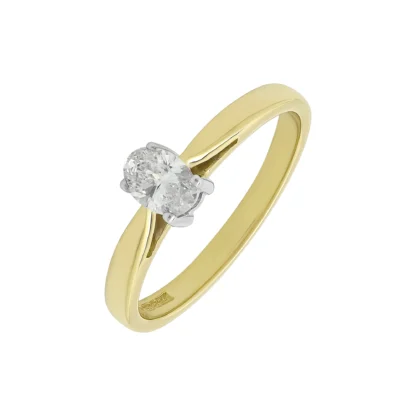 18ct Yellow Gold 0.25ct Oval Diamond Solitaire Ring