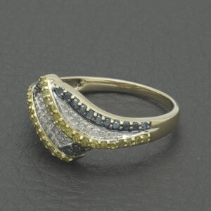 9ct Yellow Gold 0.70ct White, Yellow &#038; Blue Diamond Dress Ring
