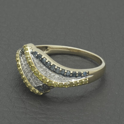 9ct Yellow Gold 0.70ct White, Yellow & Blue Diamond Dress Ring - Image 2