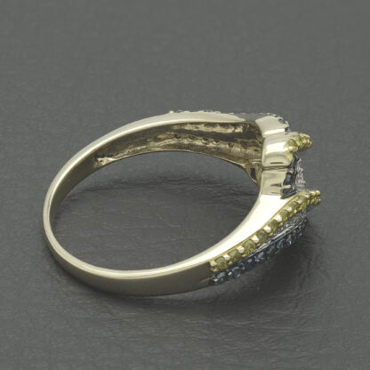 9ct Yellow Gold 0.70ct White, Yellow & Blue Diamond Dress Ring - Image 3