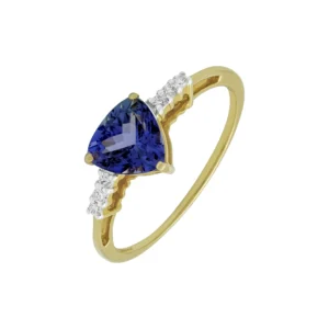 14ct Yellow Gold 0.09ct Diamond &#038; 0.50ct Tanzanite Ring