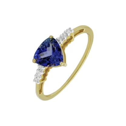 14ct Yellow Gold 0.09ct Diamond & 0.50ct Tanzanite Ring