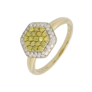10ct Yellow Gold 0.50ct Yellow And White Diamond Hexagon Ring