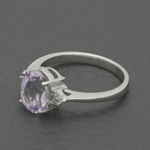 18ct White Gold 1.95ct Patroke Kunzite &#038; 0.05ct Diamond Ring