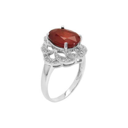 18ct White Gold 3.46ct Padparadscha Sapphire & 0.12ct Diamond Ring