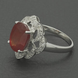 18ct White Gold 3.46ct Padparadscha Sapphire &#038; 0.12ct Diamond Ring