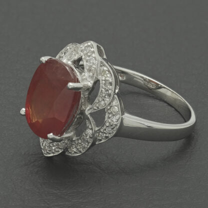 18ct White Gold 3.46ct Padparadscha Sapphire & 0.12ct Diamond Ring - Image 4
