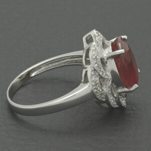 18ct White Gold 3.46ct Padparadscha Sapphire &#038; 0.12ct Diamond Ring