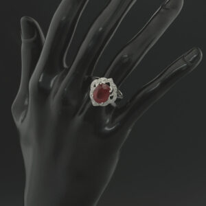 18ct White Gold 3.46ct Padparadscha Sapphire &#038; 0.12ct Diamond Ring