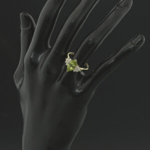 18ct Yellow Gold 1.40ct Peridot &#038; 0.30ct Diamond Marquise Ring