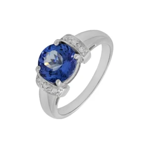 18ct White Gold 1.90ct Tanzanite &#038; 0.05ct Diamond Dress Ring
