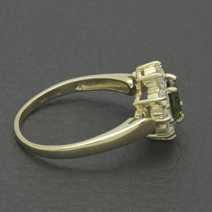 18ct Yellow Gold 0.70ct Chrome Diopside & 0.60ct Diamond Cluster Ring - Image 3