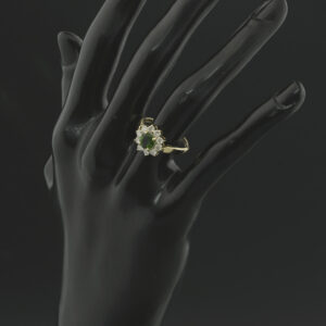 18ct Yellow Gold 0.70ct Chrome Diopside &#038; 0.60ct Diamond Cluster Ring