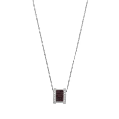 18ct White Gold 0.08ct Diamond & 0.36ct Ruby Necklace 18''