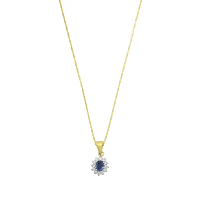 18ct Yellow Gold 0.18ct Diamond & 0.33ct Tanzanite Necklace 18''